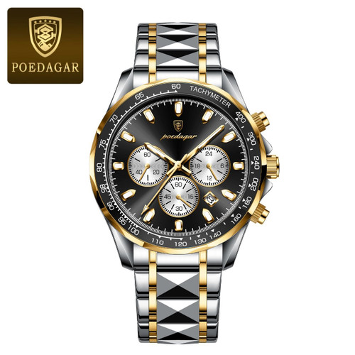 ساعت مچی مردانه پوداگر (Poedagar) مدل Luxury Chronograph – کلاسیک طرح سه موتوره فعال