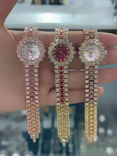 ساعت مچی عقربهای زنانه هنگروی (Hongrui) مدل نگیندار طرح جواهر - کد 4002862 (پک 3 رنگ)