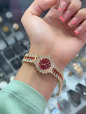 ساعت مچی عقربهای زنانه هنگروی (Hongrui) مدل نگیندار طرح جواهر - کد 4002862 (پک 3 رنگ)