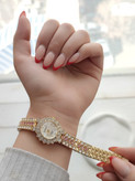 ساعت مچی عقربهای زنانه هنگروی (Hongrui) مدل نگیندار طرح جواهر - کد 4002862 (پک 3 رنگ)