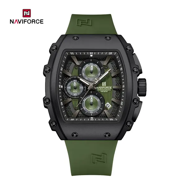 ساعت مچی مردانه نیوی فورس Naviforce NF8070 کرنوگراف کوارتز با بند سیلیکونی و مقاومت در برابر آب 3ATM