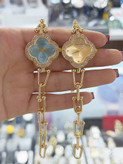 ساعت مچی زنانه تیفانی (YIFENLI) طرح ون کلیف، بند زنجیری طلایی جواهری نگیندار