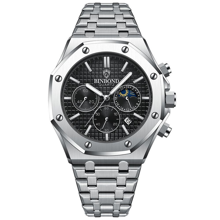 ساعت مچی مردانه ⌚️بین باند BIN BOND •مدل B3459 سه موتوره فعال
