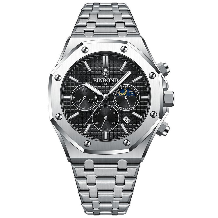 ساعت مچی مردانه ⌚️بین باند BIN BOND •مدل B3459 سه موتوره فعال