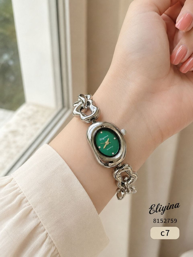 ساعت مچی عقربهای زنانه مارک الینا مدل زنجیری مچی فانتزی – قاب نامتقارن و بند کارتیه مدرن (کد 8152759)