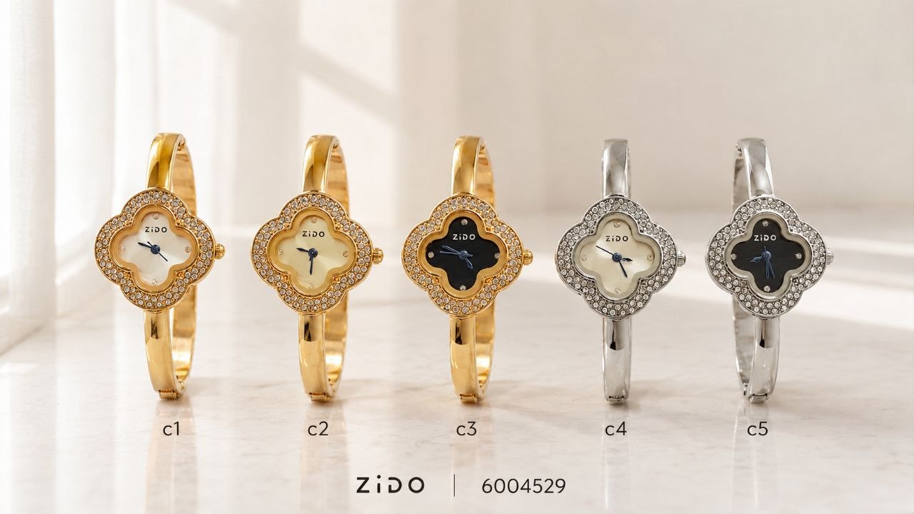 ساعت زنانه النگویی نگین دار مارک zido  6004529